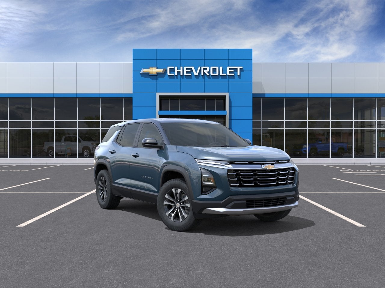 2027 Chevrolet Equinox LT in Lakeshore Blue Metallic — front three-quarter view