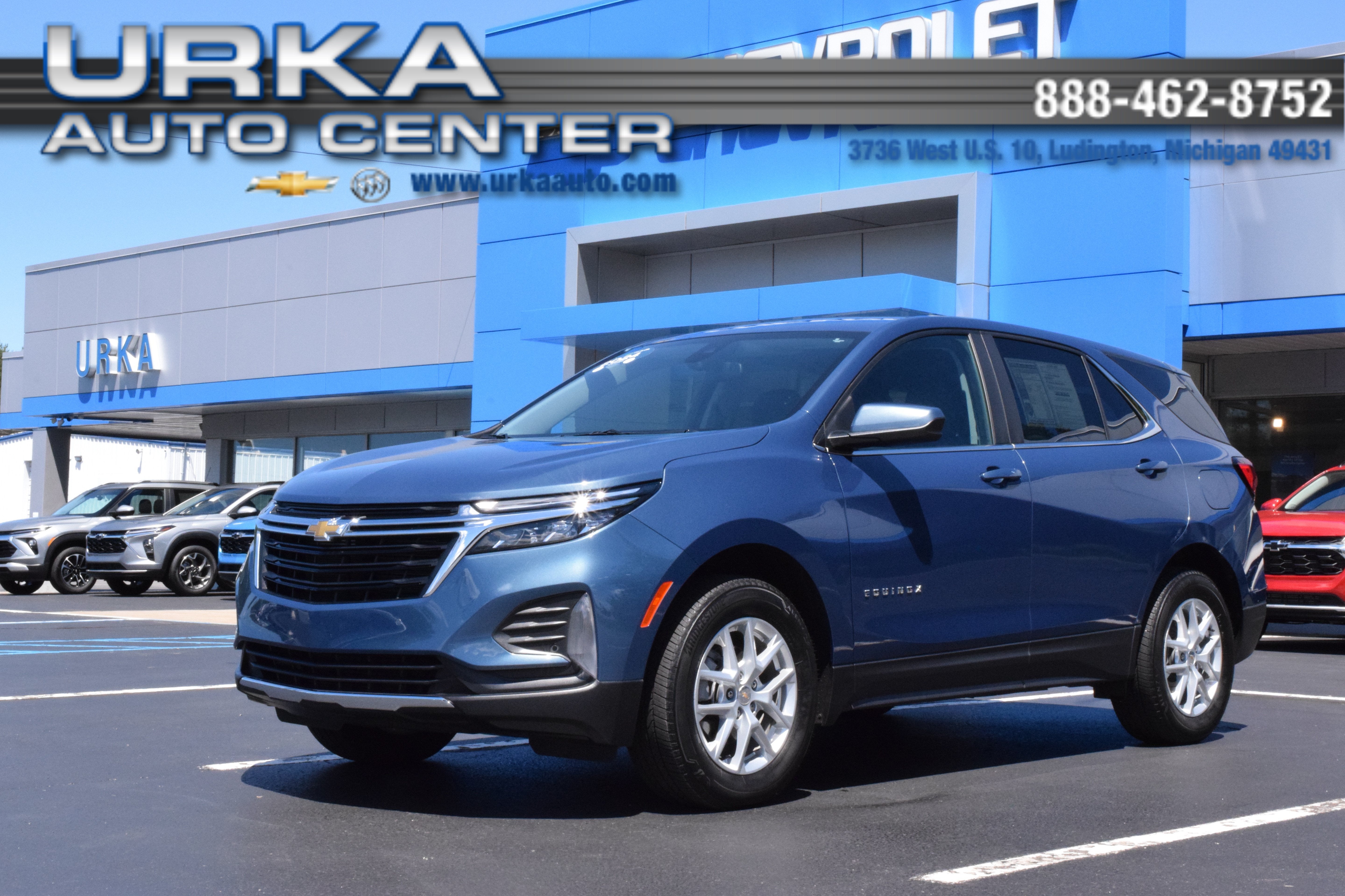 2024 Chevrolet Equinox LT in Lakeshore Blue Metallic — front three-quarter view