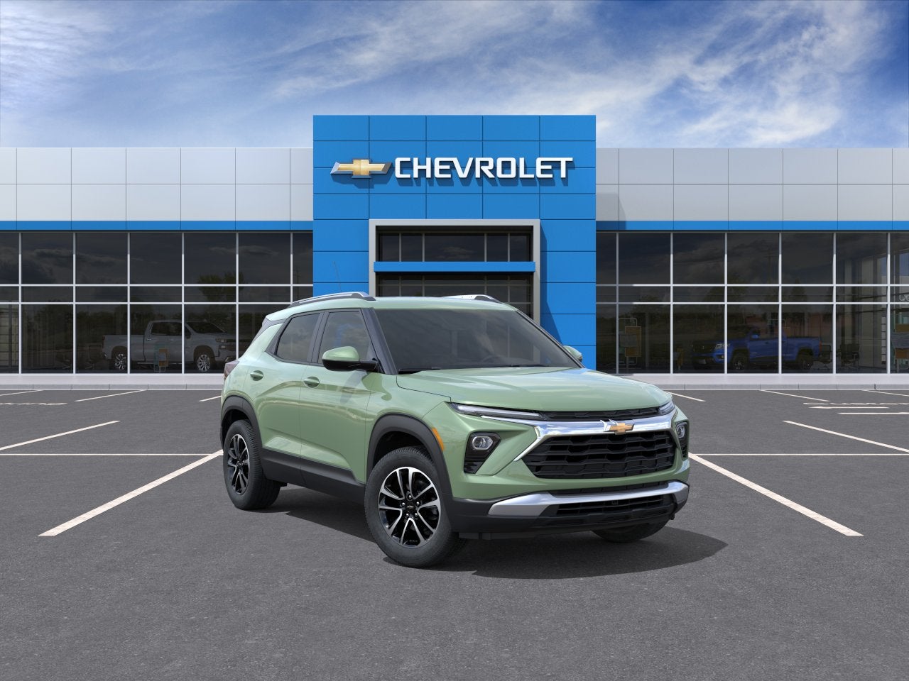 2026 Chevrolet Trailblazer LT in Cacti Green — front three-quarter view